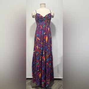 multicolor maxi Dress Floral 100% cotton sz 36 D